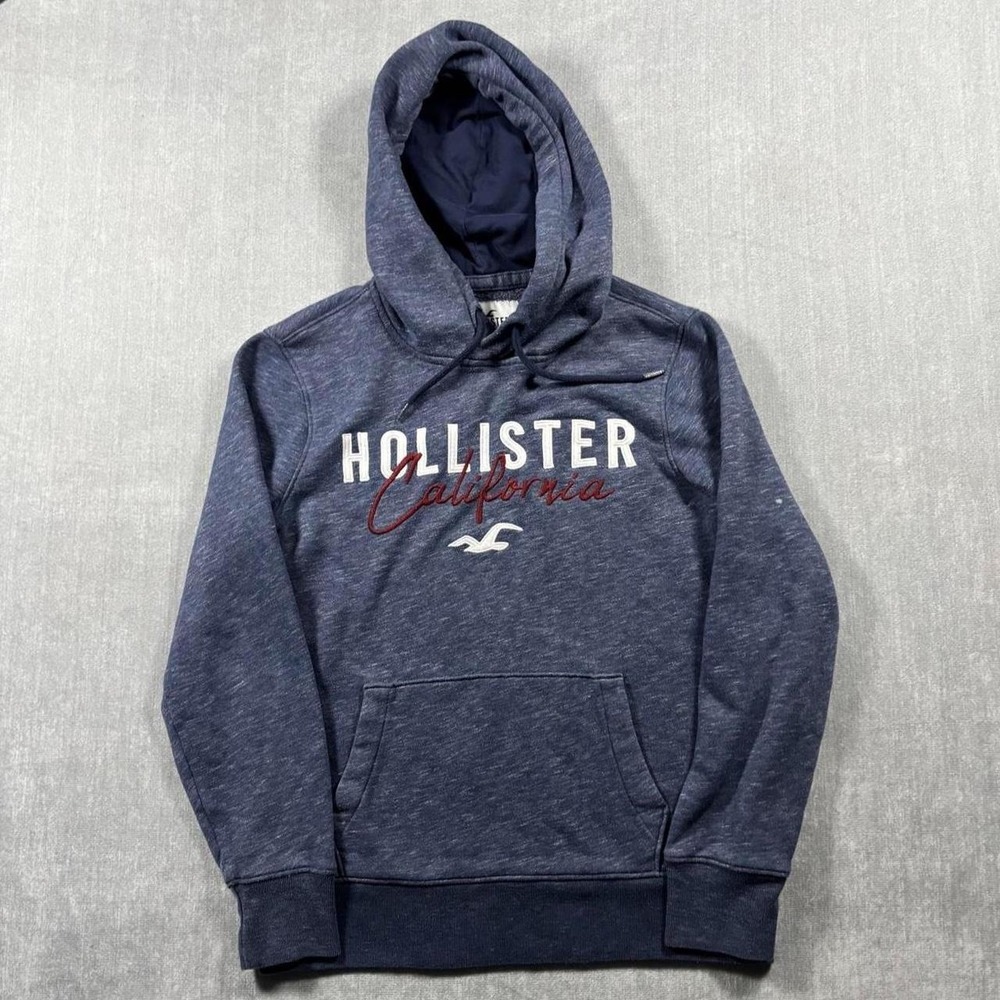 Hollister California Graphic Hoodie Navy Blue Burgundy Marl XS Pullover